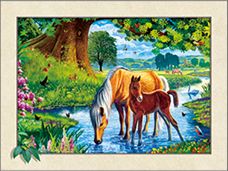 נוף עם סוסים Art Canvas