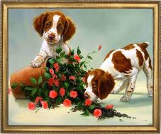 גורים ושושנים Art Canvas