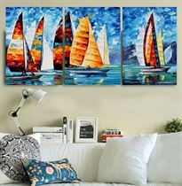 יאכטות בים (טריפטיכון - 3 תמונות 40x50 ס''מ) Art Canvas