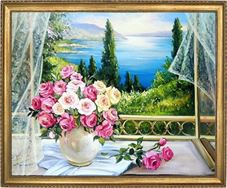 פרחים על החלון Art Canvas